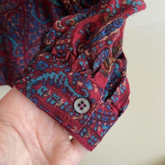 VTG Neiman Marcus Evan-Picone Women's M Blouse Buttons Off Center Paisley Dark - Picture 8 of 10